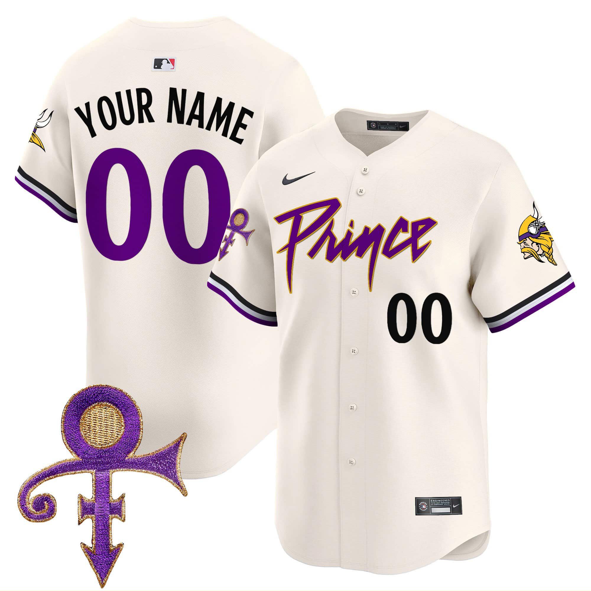 Men Minnesota Vikings Cream 2024 Nike Prince Patch Vapor Premier Limited Custom NFL Jersey->customized nfl jersey->Custom Jersey
